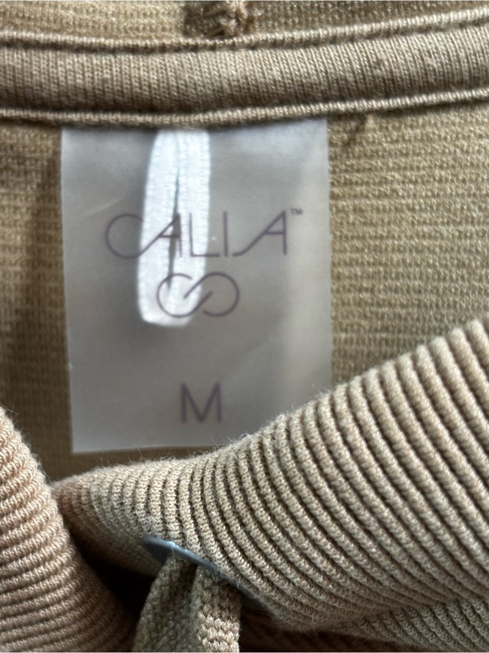 CALIA Ottoman Oversized Ribbed Side-Slit Hoodie Tan / Taupe Sz M. - Picture 2 of 6